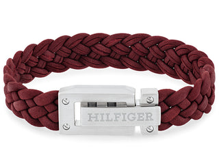 Tommy Hilfiger Pulsera de cuero roja para hombre 2790519 