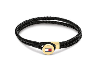 Tommy hilfiger Double black leather Bracciale Bruce Leather 2790669 - Length: 19 cm