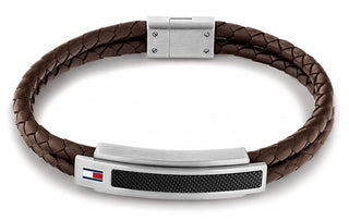 Tommy hilfiger doppio bracciale in pelle marrone 2790355