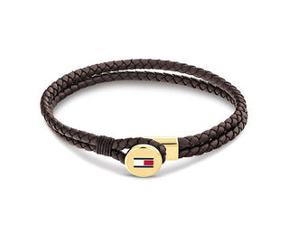 Tommy hilfiger Double brown leather Bracciale Bruce Leather 2790670 - Length: 19 cm