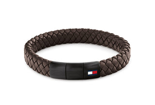 Tommy Hilfiger Brown Leather Bracelet With Steel Closure 2790661 
