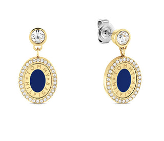 Tommy Hilfiger Lussuosi Orecchini Pendenti Placcati In Oro Con Cristalli 2780800