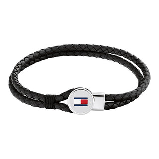 Tommy Hilfiger Bracelet moderne en cuir noir 2790654 - Longueur : 17,5 Cm 