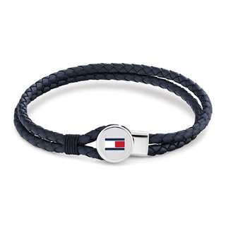Tommy Hilfiger Bracciale Moderno In Pelle Di Colore Blu 2790656 - Lunghezza: 17,5 Cm