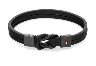 Tommy Hilfiger Bracciale Moderno In Pelle Nera Intrecciata Con Nodo 2790442