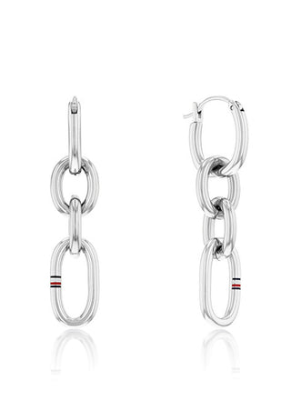 Tommy Hilfiger Boucles d'oreilles modernes en acier avec chaîne à maillons contrastés 2780787 