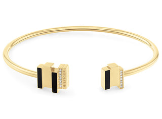 Tommy Hilfiger Modern Open Bracelet Gold-Plated with Crystals Layered 2780846 
