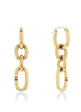 Tommy Hilfiger Orecchini Moderni Con Catena A Maglie A Contrasto Placcati In Oro 2780786