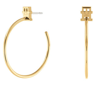 Tommy Hilfiger Orecchini Alla Moda Placcati In Oro Con Cerchi Monogram 2780720