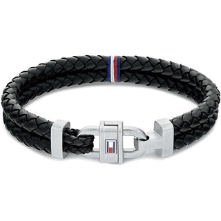 Tommy hilfiger bracciale in pelle con dettaglio in acciaio 2790361