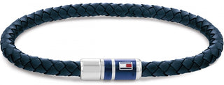 Tommy hilfiger Dark blue leather Bracciale with steel clasp 2790294 - Length: 21.5 cm