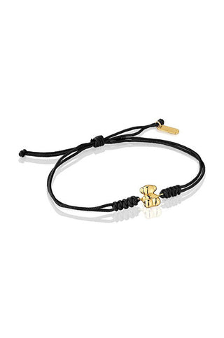 Tous Black Kabbalah Bracelet with Golden Bear 1004025100 