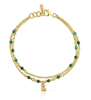 Tous Bracciale Bold Bear In Doppia Malachite Placcato Oro 1003972400