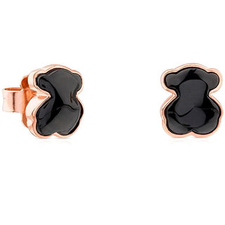 Tous Bear-Shaped Earrings Gold-Plated with Onyx Icon Color 614933530 
