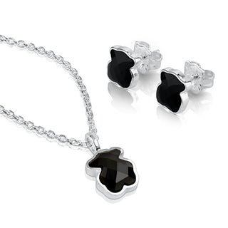 Tous Bear Silver Jewelry Set with Onyx 1001312500 (Necklace, Earrings) 