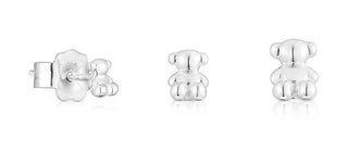 Tous Silver Button Earrings with Bold Design 1003932100 