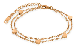 Troli Bracciale Doppio In Bronzo Con Cuori In Oro Rosa