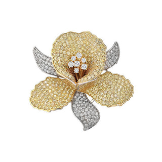 Troli Lussuosa Spilla Bicolore A Forma Di Fiore In Oro