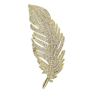 Troli Spilla elegante placcata oro con glitter Pe piuma Gold