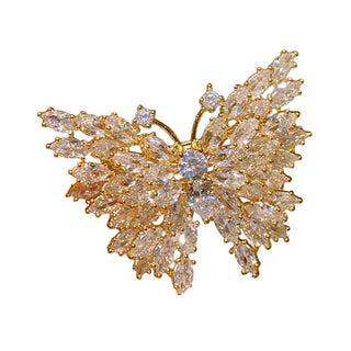 Troli Spilla Scintillante Placcata Oro Farfalla Oro