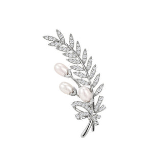 Troli Tender Spilla Branch con genuine pearls e crystals Silver