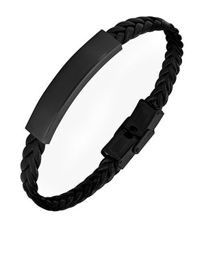 Troli Bracciale In Pelle Nera Con Chiusura In Acciaio Sto3682