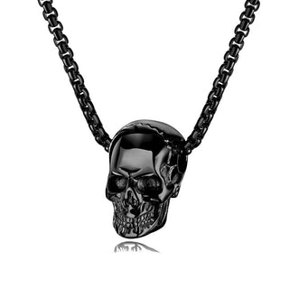 Troli Black steel Collana da uomo with a skull