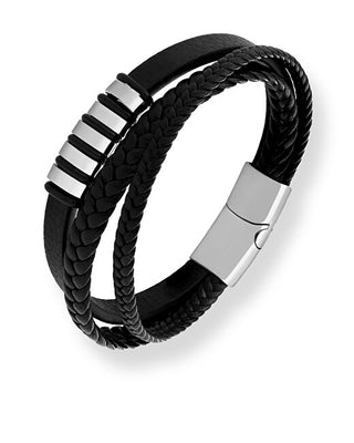 Troli Bracciale In Pelle Nera Da Uomo Pelle
