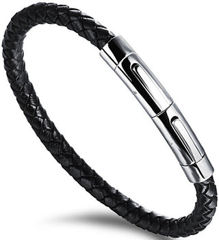 Troli Bracciale Intrecciato Nero Con Chiusura In Acciaio Swater