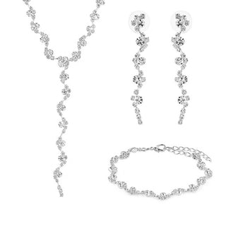 Troli Sparkling jewelry set with clear crystals (Collana, Bracciale, Orecchini)