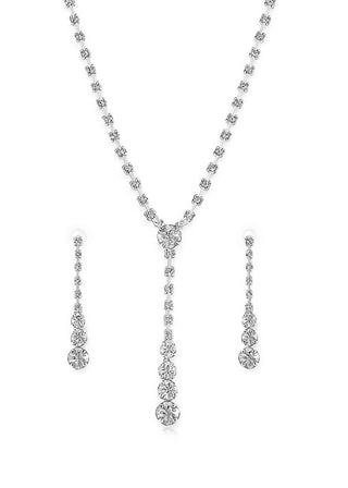 Troli Elegante Set Di Gioielli Da Donna Con Cristalli Trasparenti (Collana, Orecchini)