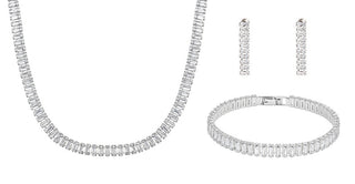 Troli Parure Di Gioielli Da Tennis Da Donna Con Cristalli Trasparenti (Collana, Bracciale, Orecchini)