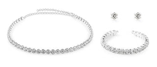 Troli Parure Di Gioielli Da Donna Scintillanti Con Cristalli (Collana, Bracciale, Orecchini)