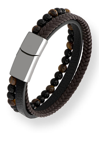 Troli Designer leather Bracciale with beads Leather