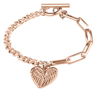 Troli Bracciale Di Design Dorato Rosa Con Ciondolo A Cuore - Lunghezza: 17 Cm