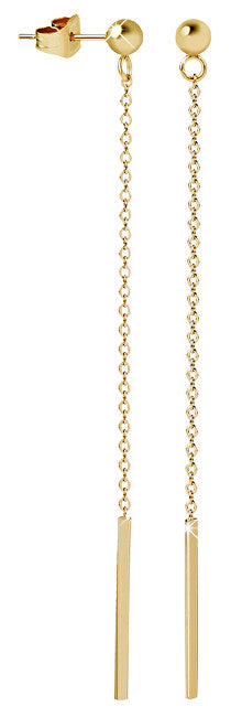 Troli Long Gold-Plated Earrings with Elongated Pendant 