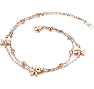 Troli Double Bronze Bracelet With Flowers 