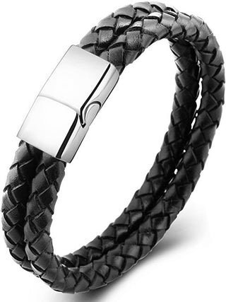 Troli Il Bracciale In Pelle Intrecciata Nera Doppia Swater