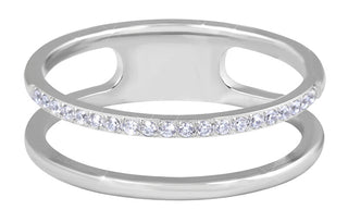 Troli Double Minimalist Ring in Silver-Plated Steel - Size: 57 Mm 