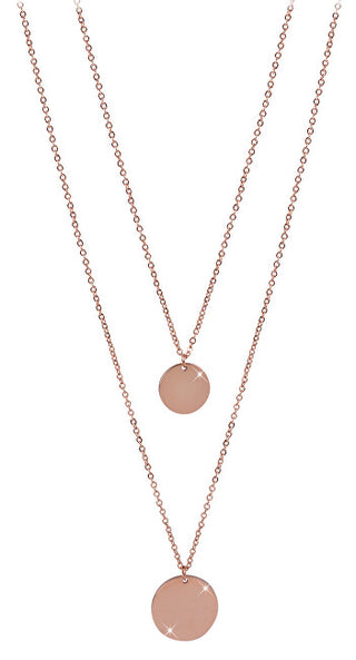 Troli Collana Doppia Con Pendenti Circolari In Acciaio Placcato Oro Rosa