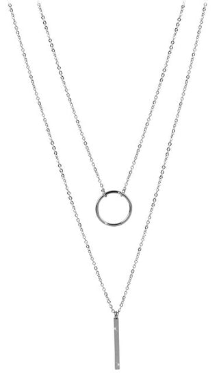 Troli Collana Doppia Con Eleganti Pendenti In Acciaio