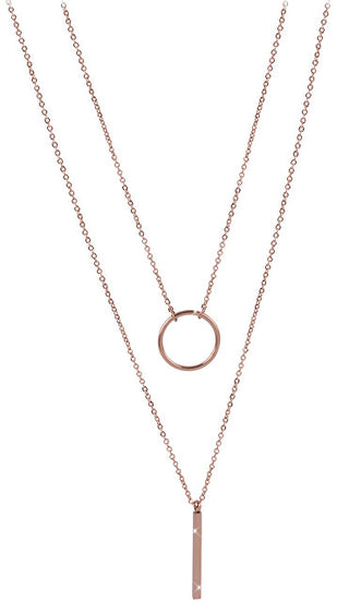 Troli Double Necklace With Elegant Rose Gold Plated Pendants 