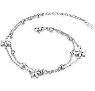 Troli Bracciale Doppio In Acciaio Con Fiori