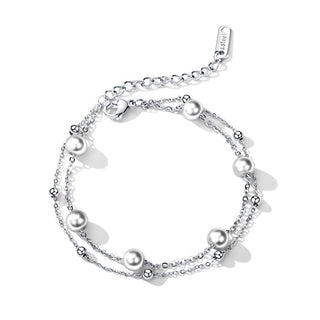 Troli Bracciale Doppio In Acciaio Con Perle