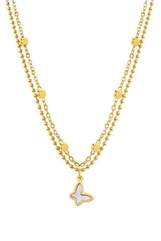 Troli Collana Con Papillon Placcato Oro Doppio