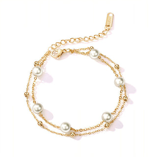 Troli Bracciale Doppio Placcato Oro Con Perle