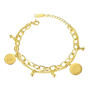 Troli Bracciale Doppio Placcato Oro Con Pendenti Vgs1134G