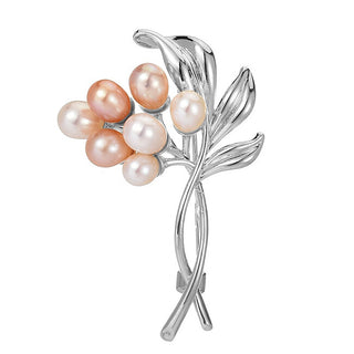 Troli Elegante Spilla Con Perle Vere Twig Silver