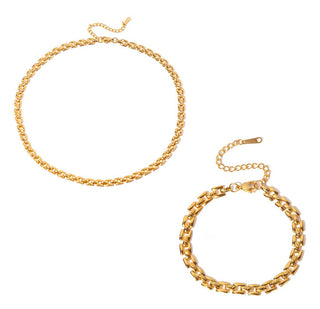 Troli Elegante Set de joyas para mujer chapadas en oro (collar, pulsera) 