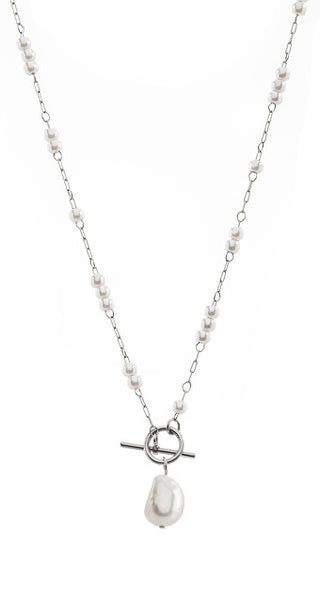 Troli Elegante Collana In Acciaio Con Vera Perla Barocca Vabqjn061S